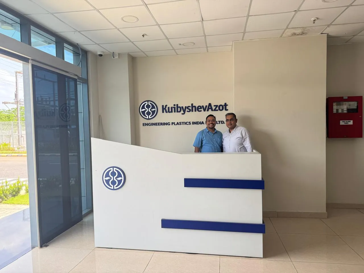 Two members of staff at the Kuibyshev Azot reception desk